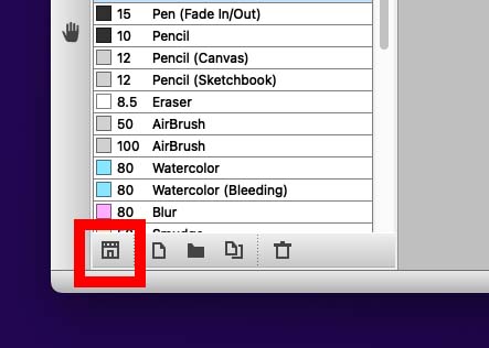 Click Add brush icon from Brush window and select Show brush store..