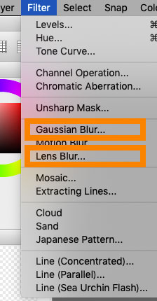 images:“Gaussian Blur” and “Lens Blur”